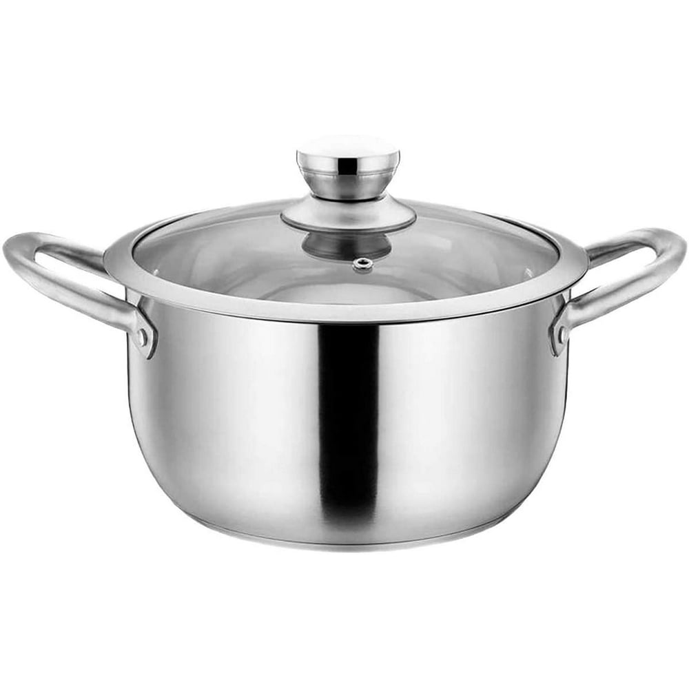 HYTX Stainless Steel 2-Piece 5-Quart Stock Pot with Tempered Glass Lid ...