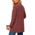 thumbnail image 4 of Womens Cardigan Lightweight Long Sleeve Knit Cardigan Sweaters Fall Casual Open Front Shirts Vermilion,M, 4 of 9