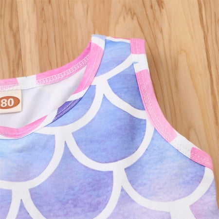 

nsendm Toddler Kids Girls Clothes Short Sleeve Fish Scales Print T Shirt Top Shorts Casual 2PCS Cute Pants for Teens Girls Childrenscostume Purple 9 Months