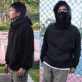 thumbnail image 4 of Sudadera con capucha de cuello alto para hombre, ropa de otoño e invierno, sudadera informal de calle con bloqueo facial, sudaderas de hip hop, 4 of 5