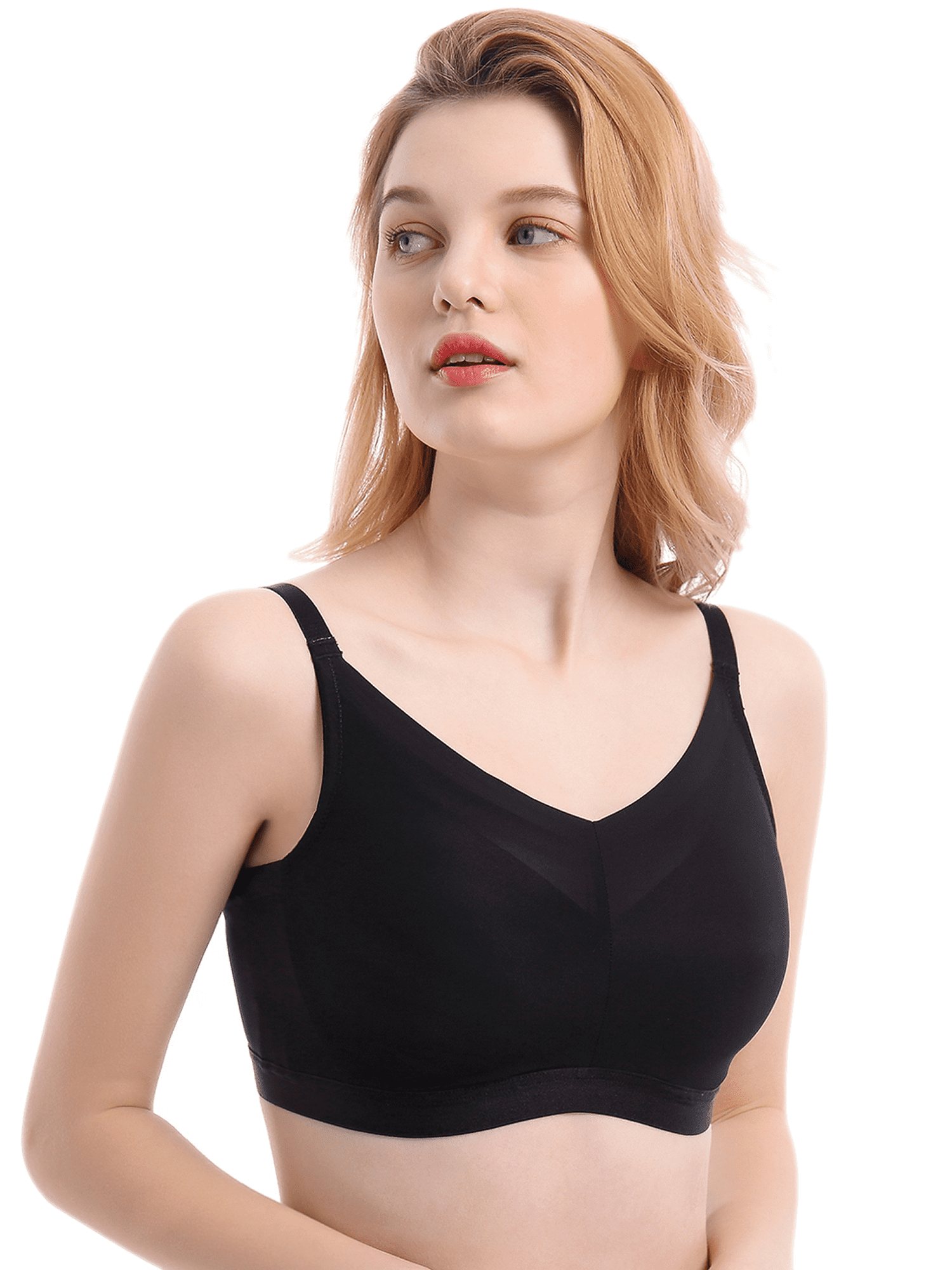 BIMEI Mastectomy Bra with Pockets for Breast Prosthesis Women's Full Coverage Wirefree Everyday Bra 9988,Black, 40A