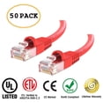 thumbnail image 1 of Huetron™ 50-Pack Cat 6 Ethernet Cable Cat6 Snagless Patch 10 Feet - Computer LAN Network Cord, RED, 1 of 1