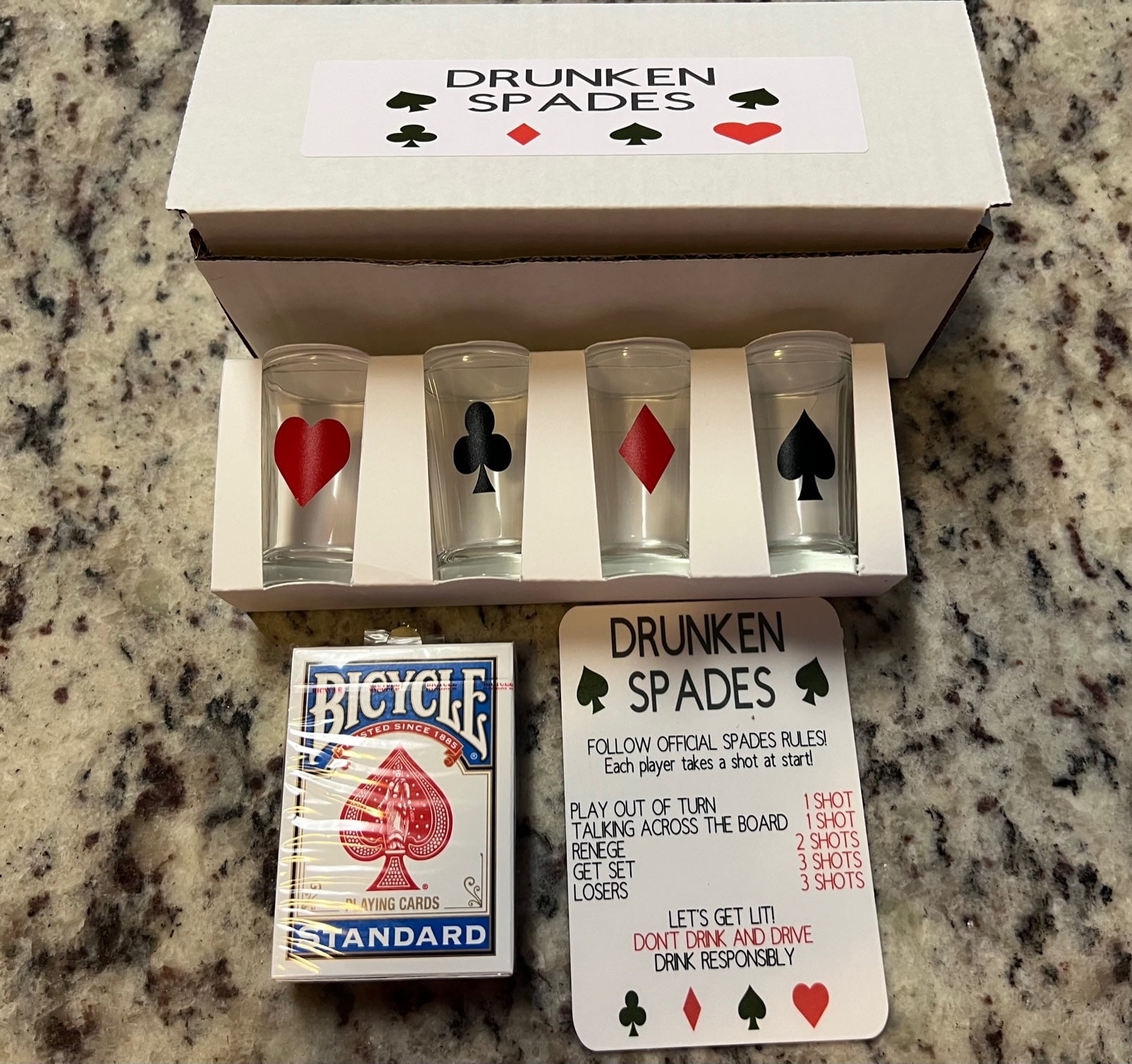 Adult Shot Glass Drunken Spades Drinking Game Set