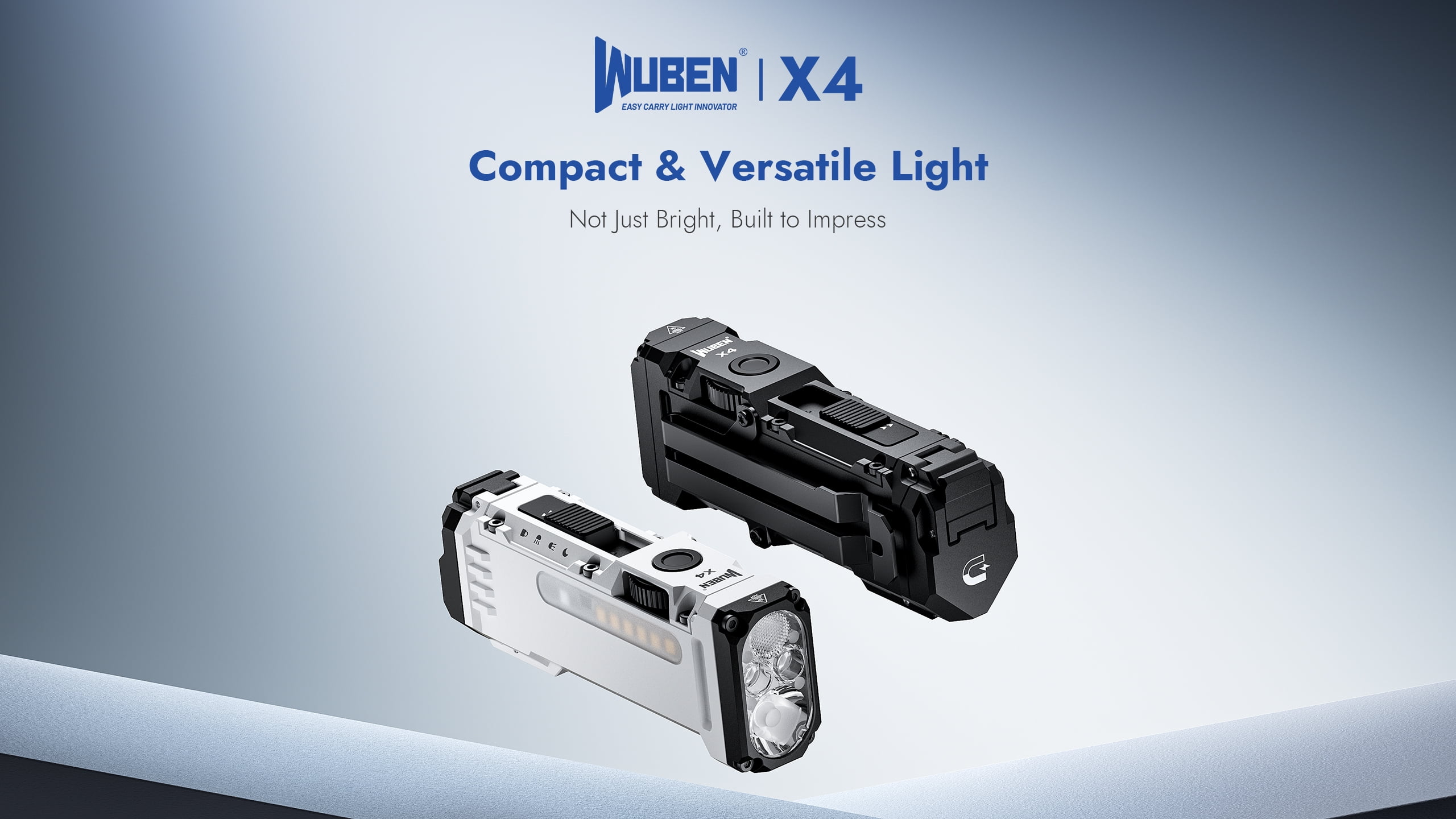 WUBEN X4 EDC Flat Flashlight, 1500 Lumens Mini Tactical Flashlight with RGB Light, Magnetic Base, IP68 Waterproof