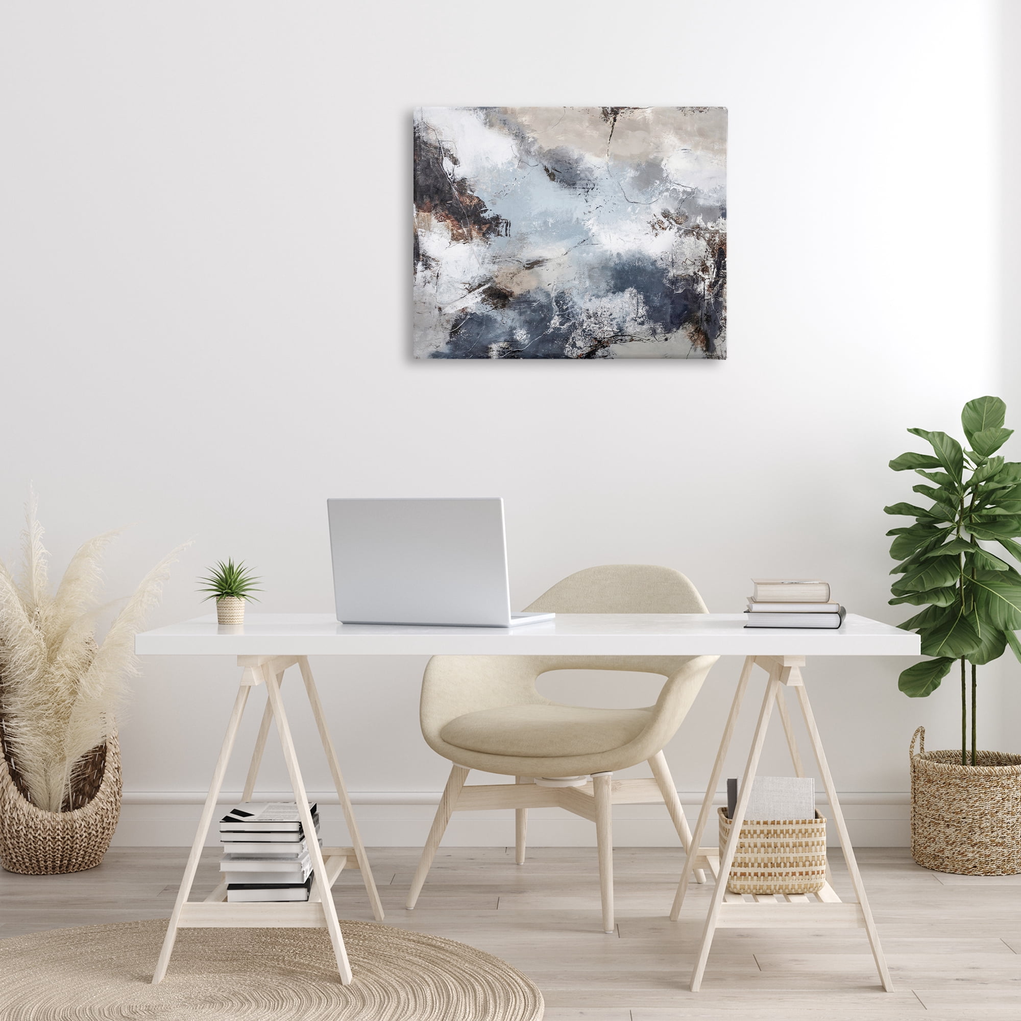 Stupell Industries Grey Organic Abstract Abstract Painting Gallery Wrapped Canvas Art Print Wall Art, 30 x 24