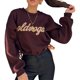 thumbnail image 1 of Txlixc Pullover femenino letra impresa vendaje casual camiseta de manga larga blusa de otoño Txlixc moda, 1 of 9