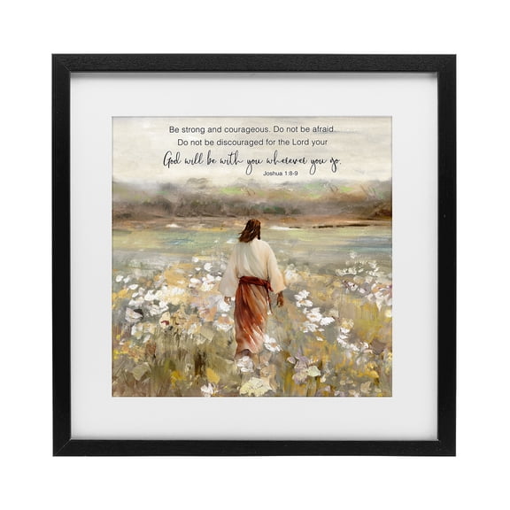 Stupell Industries God With You Wherever Black Framed Print Under Glass, design by Sally Swatland