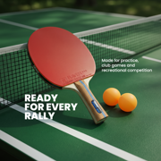 GEWO Rave Speed Pre-Assembled Table Tennis Racket, ITTF Approved Ping Pong Paddle, 5-Ply Wood Blade, 2.0 mm Sponge, Flared Handle
