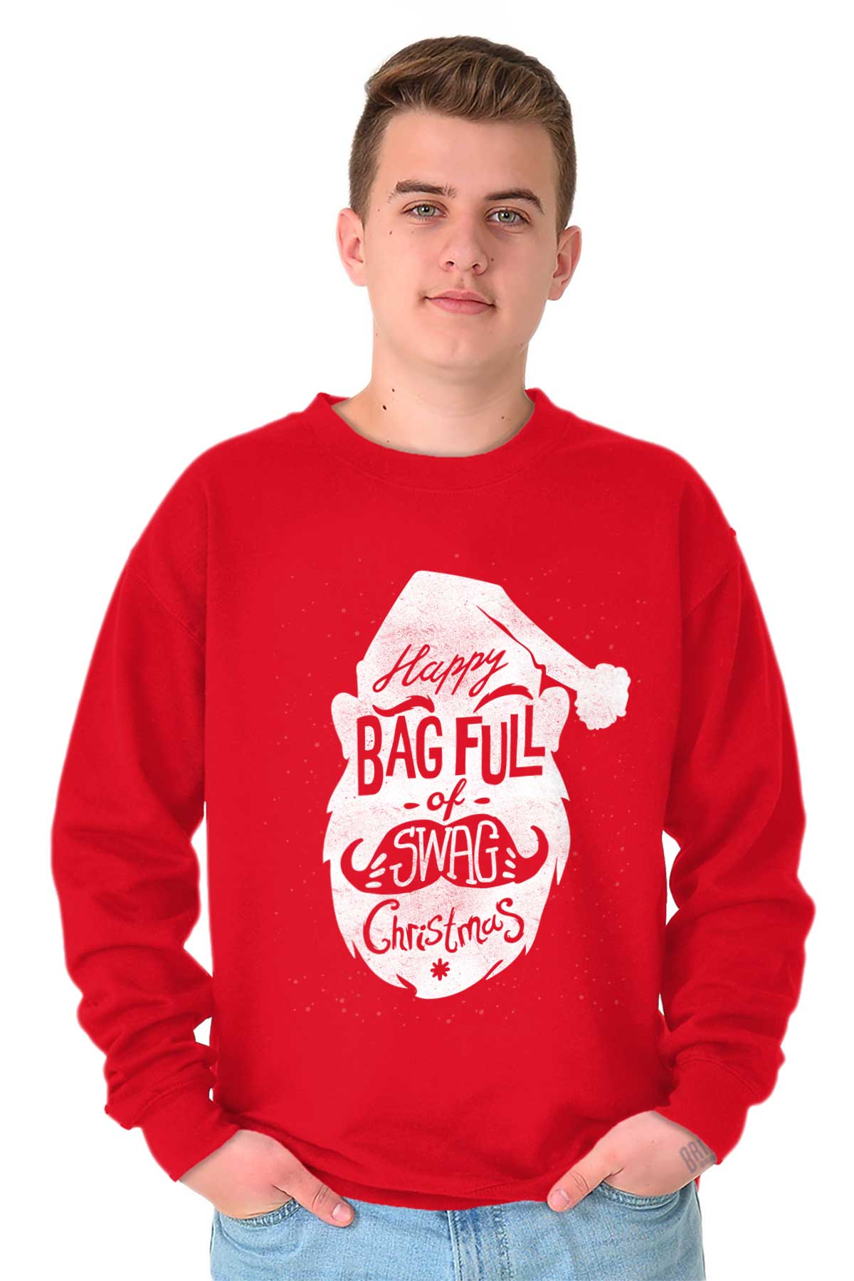 Brisco Brands Christmas Crewneck Sweat Shirts Sweatshirts Happy