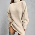 thumbnail image 2 of UJNDER Knitted Sweater Dress Long Sleeve Mid Length Turtleneck Pullover Tunic for Fall Winter Casual Comfortable Outfits Beige XXL, 2 of 5