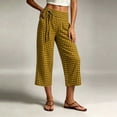 thumbnail image 6 of Cotton Capri Pants for Women Ihhxva Plaid Cropped with Pockets Elastic Waist Casual Straight Leg Trousers S-2XL, 6 of 9