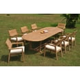 thumbnail image 5 of Grade-A Teak Dining Set: 8 Seater 9 Pc: 118" Double Extension Mas Oval Trestle Leg Table And 8 Vellore Stacking Arm Chairs WholesaleTeak #WMDSWVm, 5 of 5