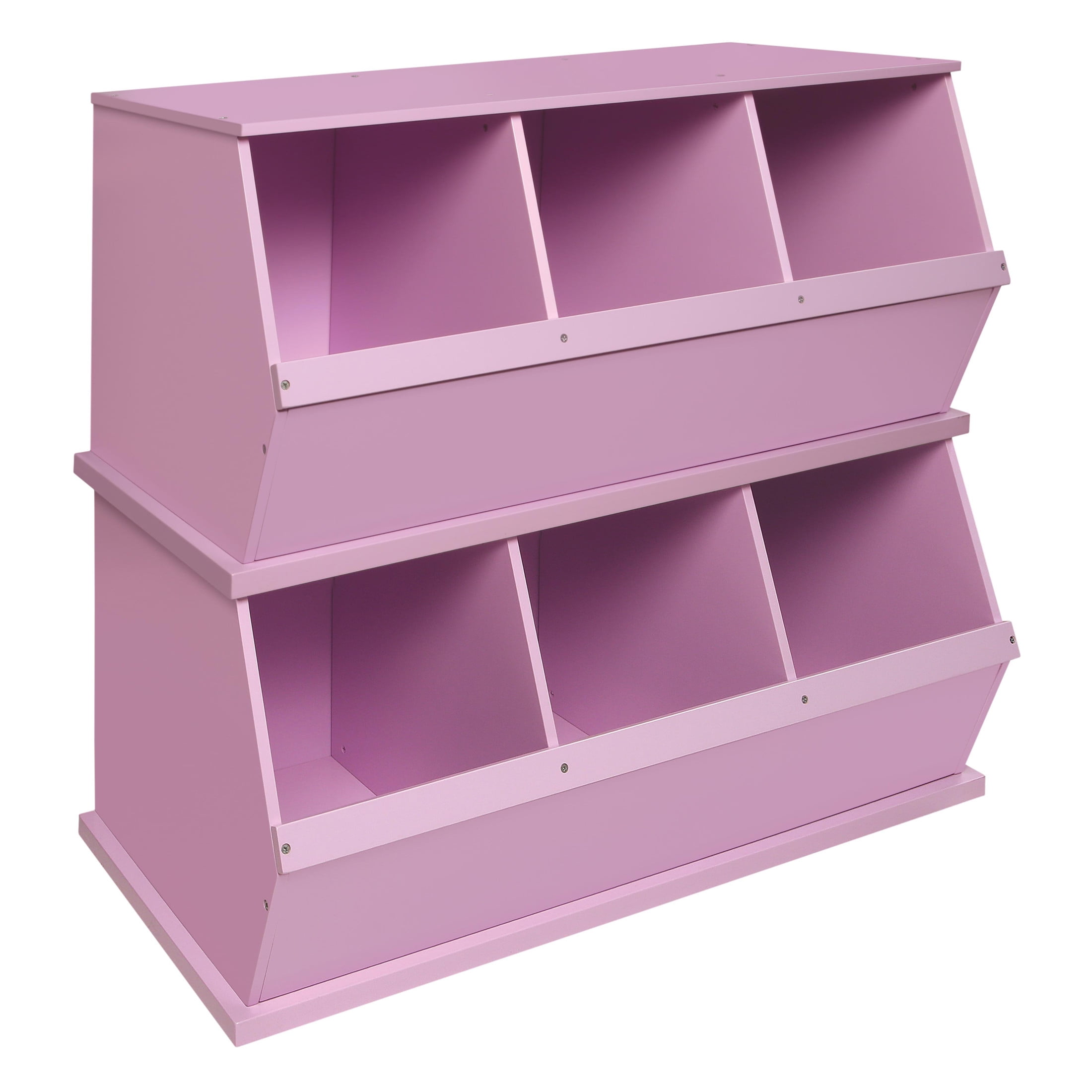 Badger Basket Children's Wood 3-Bin 33 gal Toy Storage Cube, Lilac