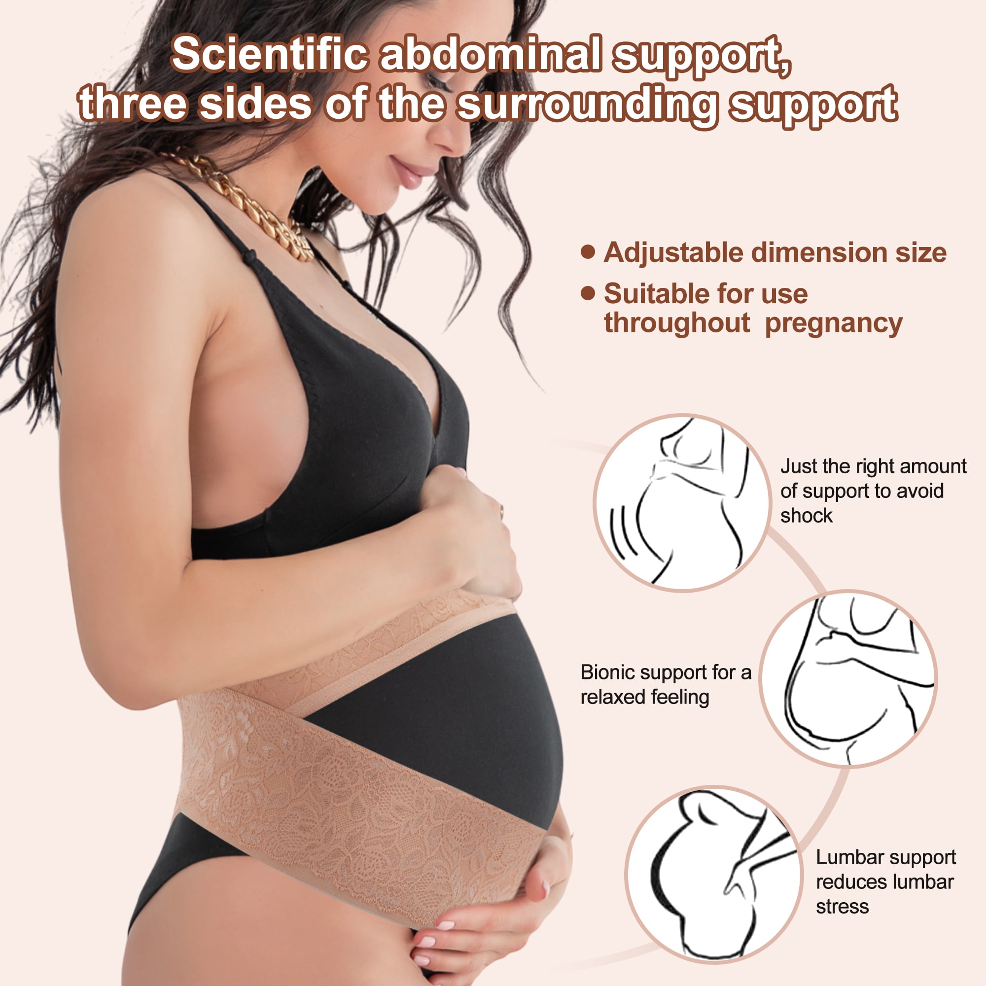Unique Bargains Pregnancy Belly Band for Pregnant Women 1 PC Large Apricot