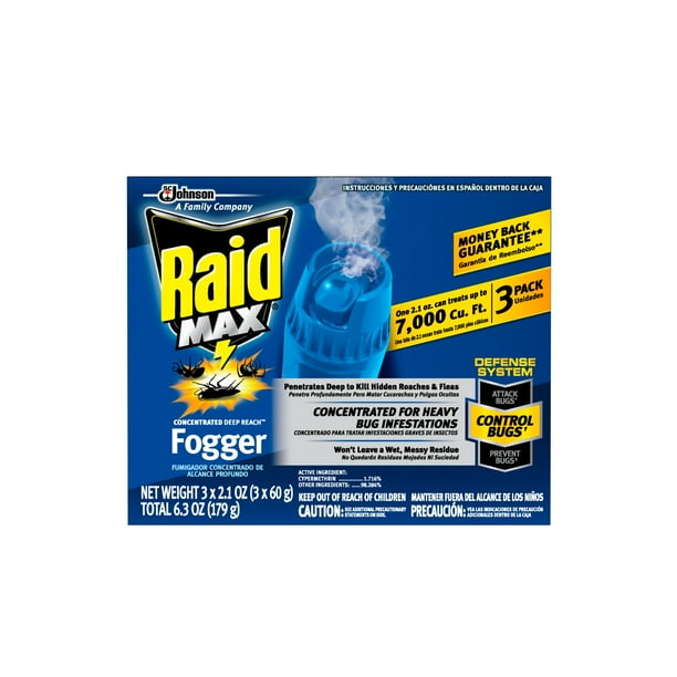 Raid Max Deep Reach Concentrated Fogger, 2.1 oz, 3 cans