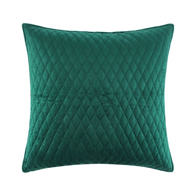 Birch Hill de Levtex Home - Edredón de terciopelo verde esmeralda - Funda de almohada - Verde esmeralda - Terciopelo - Acolchado de rombos - Edredón (66 x 66 cm) - Reversible - Poliéster