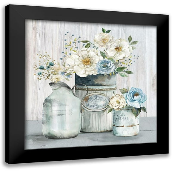 Robinson, Carol 12x12 Black Modern Framed Museum Art Print Titled - French Garden Flowers II