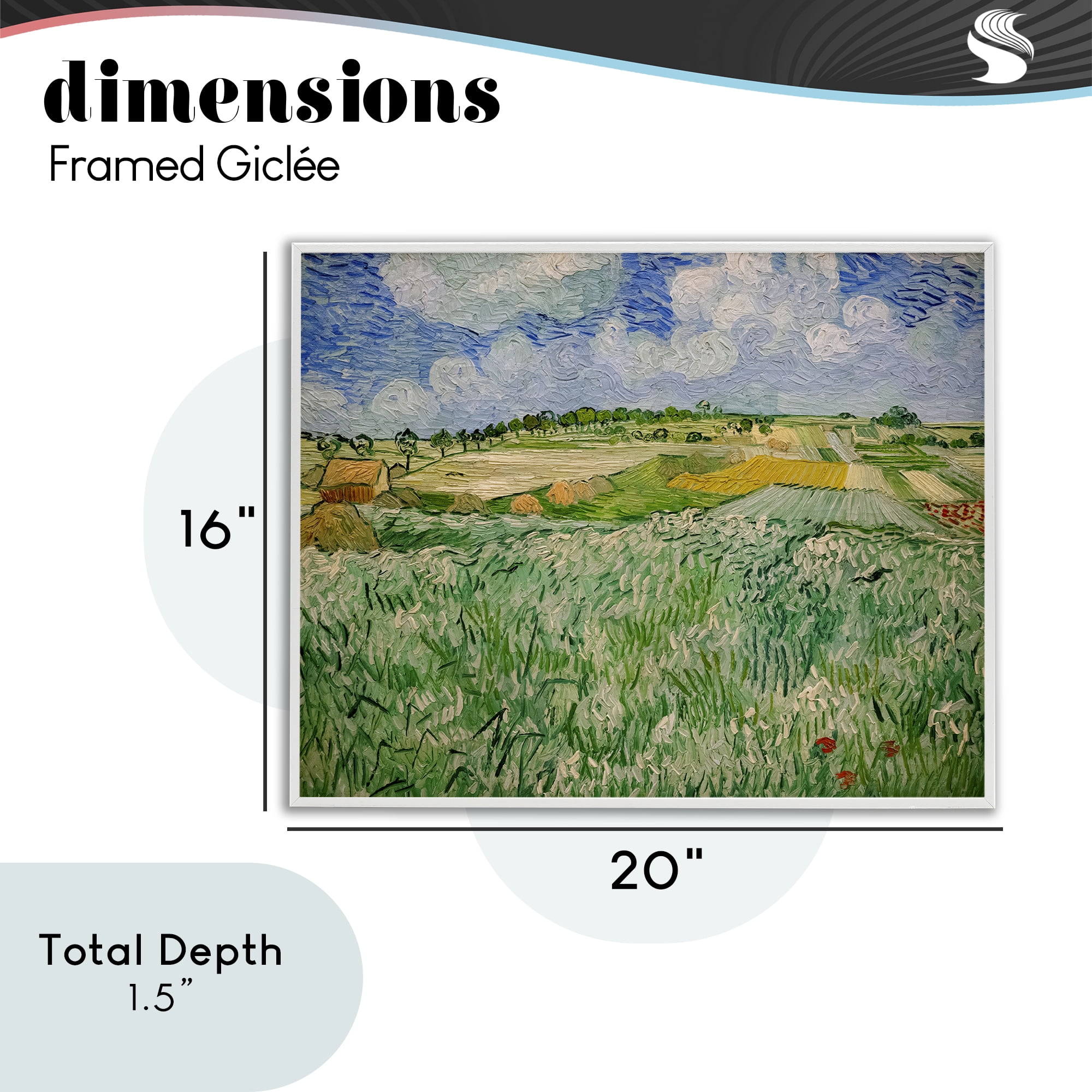 Stupell Industries Plain Near Auvers Painting White Framed Giclee Art, design by Vincent Van Gogh