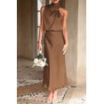 thumbnail image 4 of PRETTYGARDEN Women's Satin Dress Elegant Sleeveless Mock Neck Cocktail Party Maxi Dresses, 4 of 6