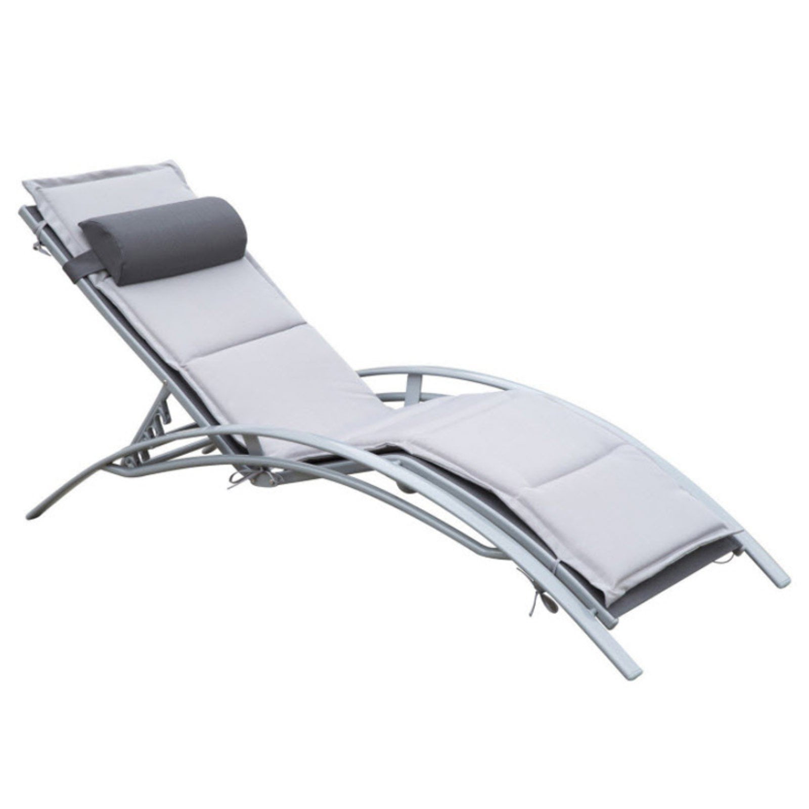 Outsunny Aluminum Outdoor Reclining Chaise Lounge Chair with Cushion by Aosom