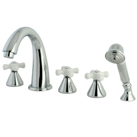Kingston Brass KS23615PX Milano 5-Piece Roman Tub Faucet with Hand Shower, Polished Chrome