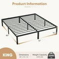 thumbnail image 2 of King Size Bed Frame, Metal Platform Frames No Box Spring Needed, 14 Inches High, Sturdy Steel Slat Support, Easy Assembly, Black, 2 of 6