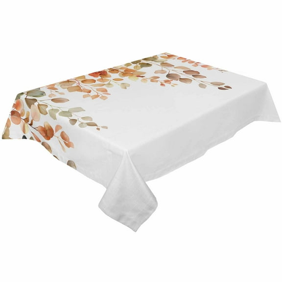 Fall Eucalyptus Rectangle Tablecloths 52x70,Autumn Retro Watercolor Autumn Leaves Table Cloth Table Cover Indoor/Outdoor Tabletop Decor for Wedding Holiday Party Dinner Baby Shower