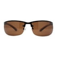 thumbnail image 2 of Polarized Metal Half Rim Wrap Rectangular Agent Sunglasses All Brown, 2 of 4