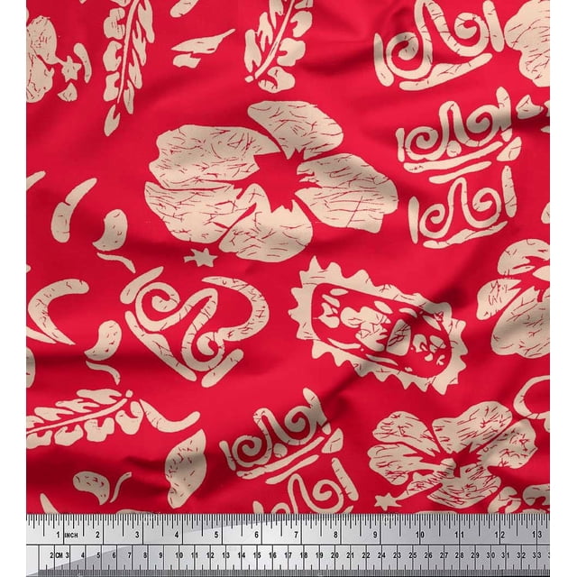 Soimoi Rayon Fabric Flower Artistic Print Fabric by Yard 42 Inch Wide