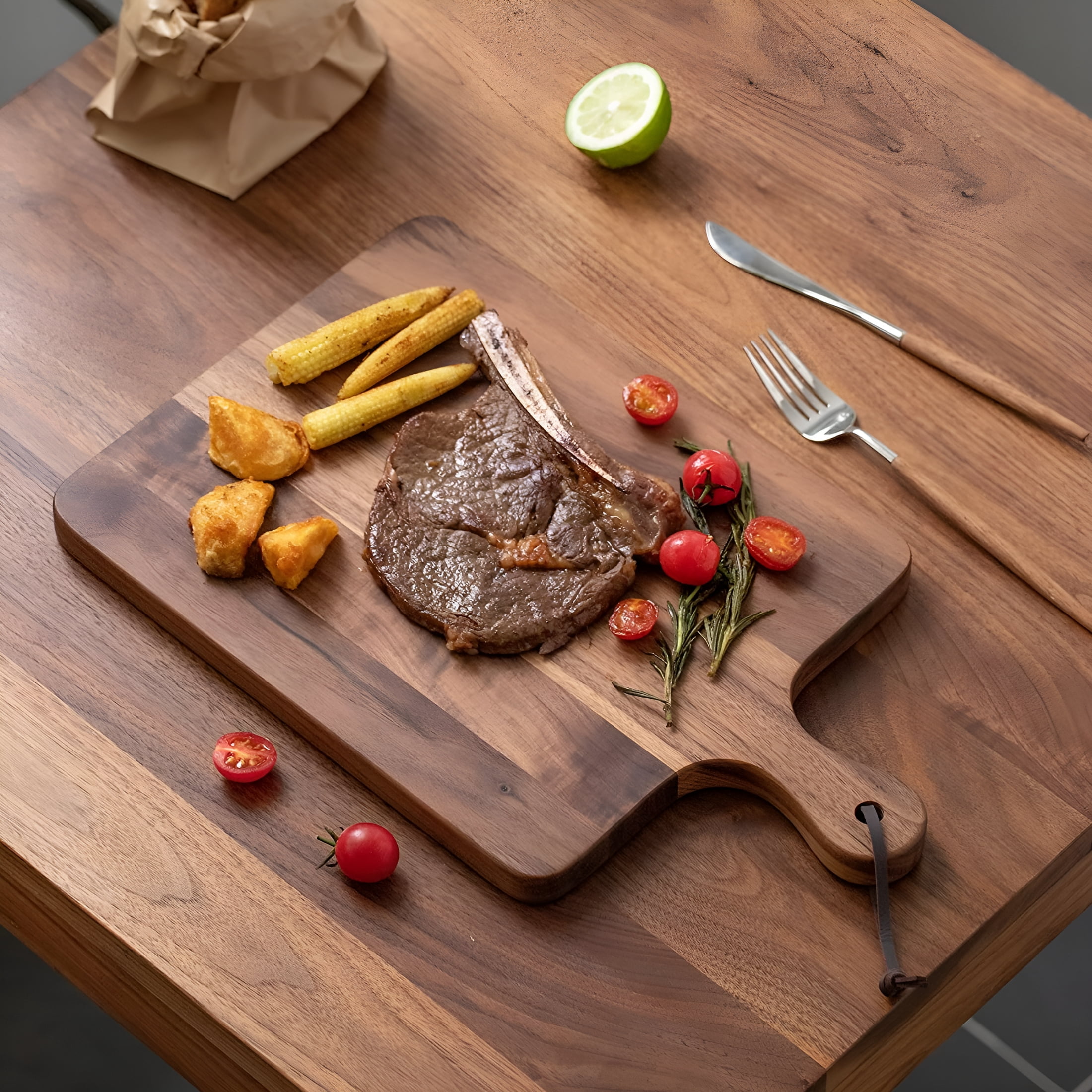 ACDANC 2026 New Wood Walnut Cutting Board for Kitchen,Wooden Chopping Board with Handle to Hang,Square Bread Pizza Cheese Board,Charcuterie Board Used for Serving Platter 15.7X9.8"