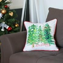 Christmas Trees Decorative Single Throw Pillow White & Green Square