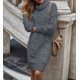 thumbnail image 1 of Vestido de punto de cuello alto para mujer, Jersey informal de manga larga, liso, elegante, cálido y holgado, para invierno, 1 of 7