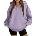 thumbnail image 2 of Womens Hoodies Oversized V Neck Sweatshirts Long Sleeve Pullover Casual Fall Teen Girls Preppy Clothes 2025 Trendy 06-Purple XL, 2 of 5