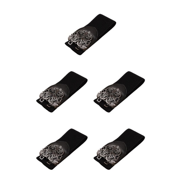 Qarigey Cinturón de mujer Cuerda elástica con correas de hebilla Cinturones para jeans Negro antiguo Negro antiguo 5piezas
