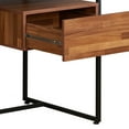 thumbnail image 6 of GZXS 62" Long Rustic Writing Desk with 1 Drawer and Open Shelf, Rectangular Home Office Computer Desk with Black Metal Sled Base (Walnut), 6 of 7