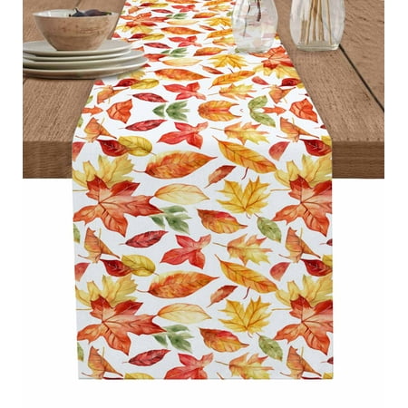 

Table Runner Dresser Scarf 13 x 48 Inch Autumn Leaves Fall Orange Red Maple Leaf Watercolor Spring Table Runners Non-Slip Heat Kitchen Dining Table Decor for Indoor Outdoor Home Party Decoration