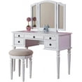thumbnail image 6 of Bedroom Contemporary Vanity Set w Foldable Mirror Stool Drawers White Color, 6 of 9