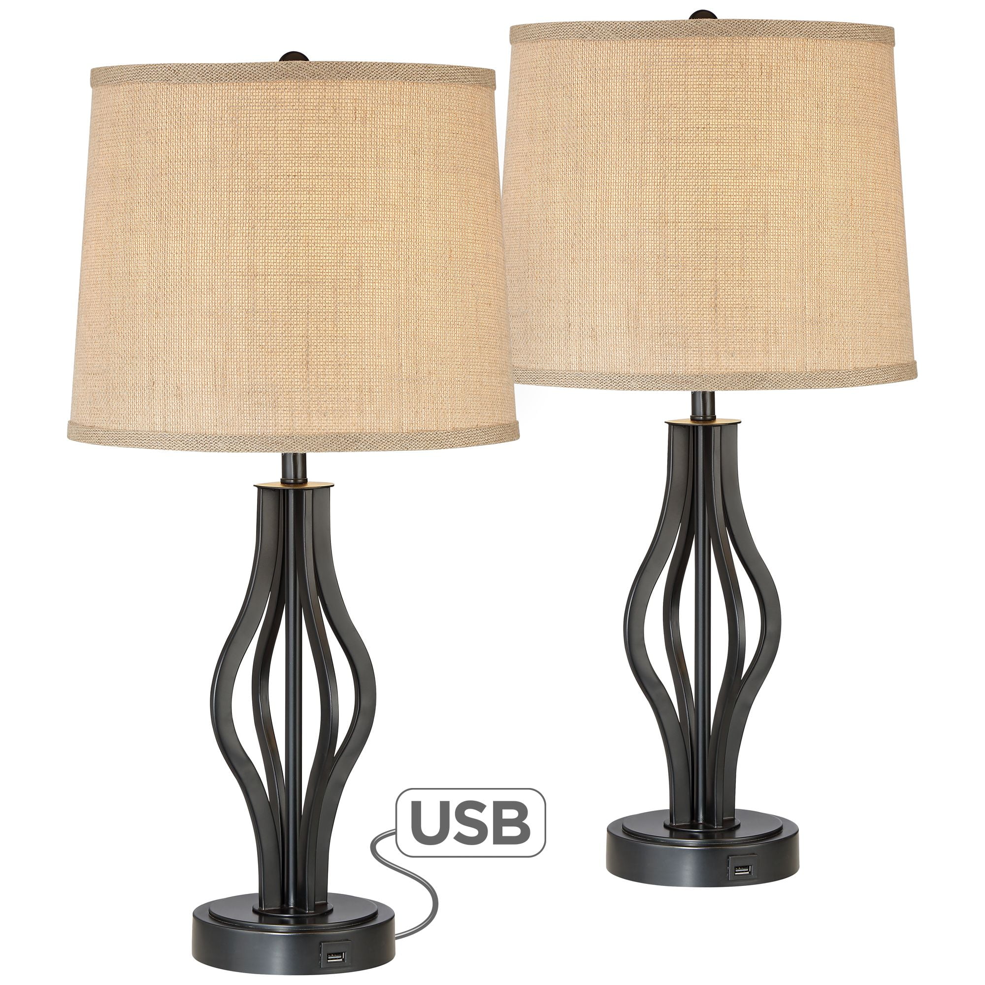360 Lighting Modern Table Lamps Set Of, Small Table Lamps With Usb Port