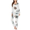 thumbnail image 1 of RKSTN Ensembles de Pyjama pour Femmes, Imprimé de Noël, Col en V, Haut Long Décontracté, Pantalon, Ensemble de Pyjama, Pyjamas Doux et Confortables, 1 of 5