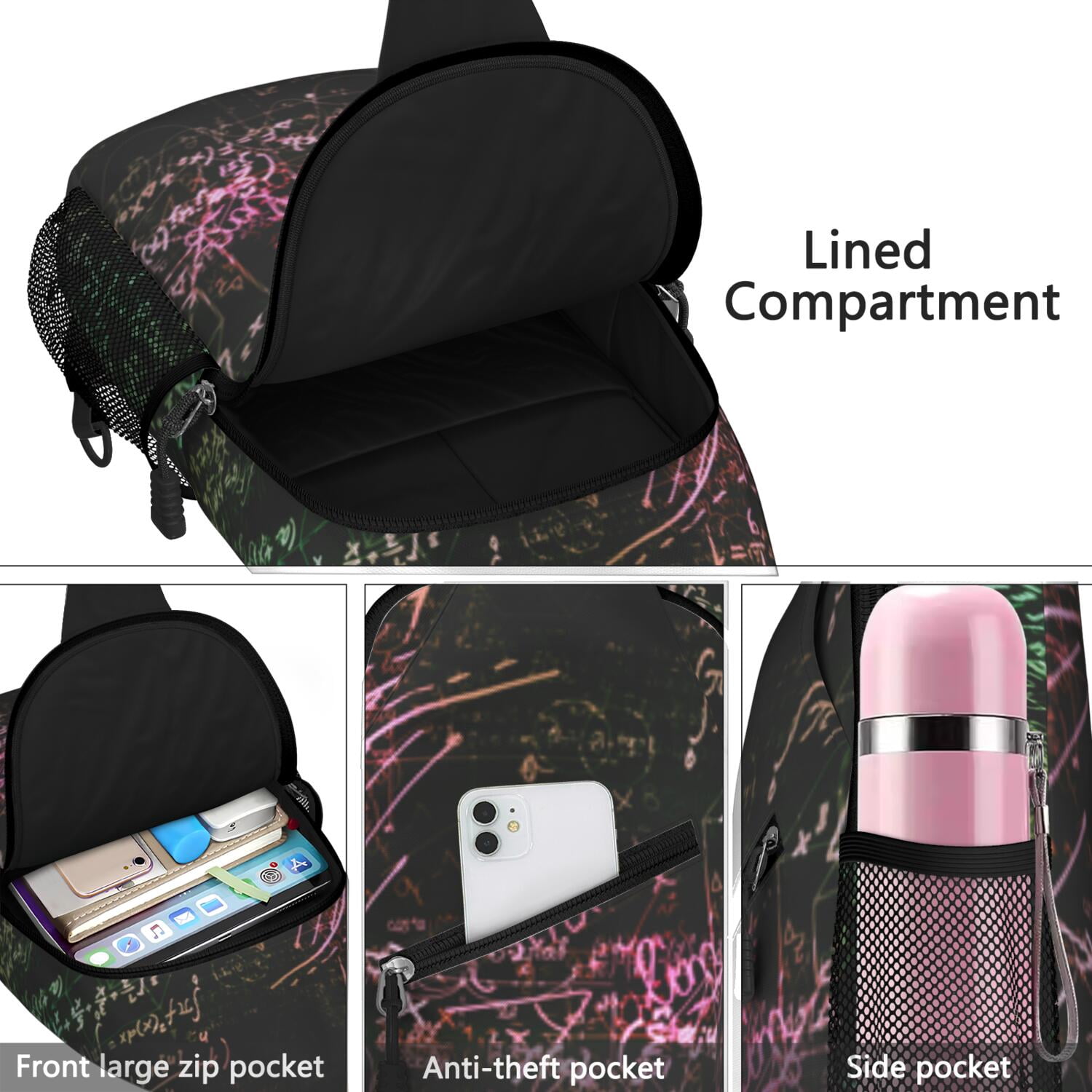Science Rules Sling Bag for Hiking & Travel Anti-Theft Crossbody Bag with Spacious Pockets Durable Chest Backpack for Outdoor Adventures & Daily Commuting