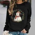 thumbnail image 2 of Oalirro Christmas Sweatshirts for Women Long Sleeve Graphic Dressy Womens Top Merry Christmas Snowman Print Black Round Neck Top, L, 2 of 6