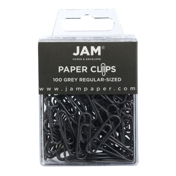 JAM Paper Standard Paper Clips, Gray, 100/Pack, Small 1 in