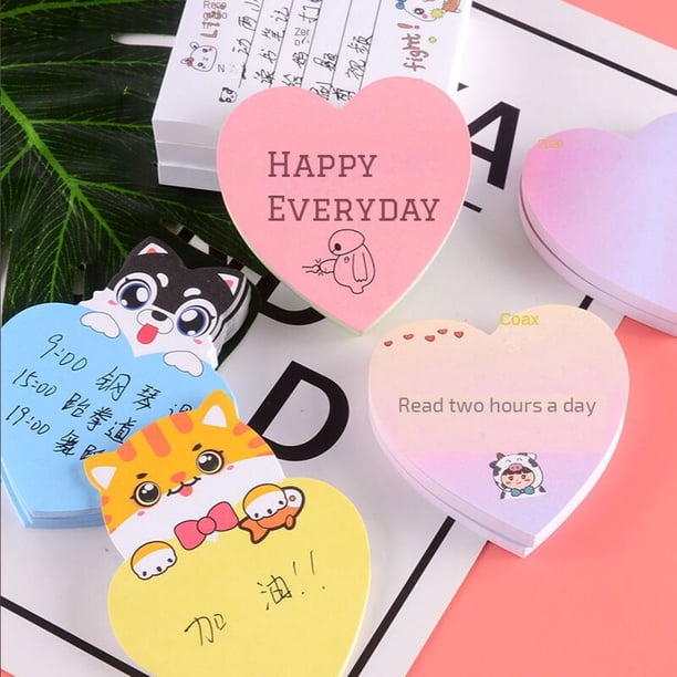 Pcs Creative Cartoon Hand Painted Gradient Love Post It Notes Stickers Bookmarks Notepad Stickers Student Office Supplies heqiyong toy