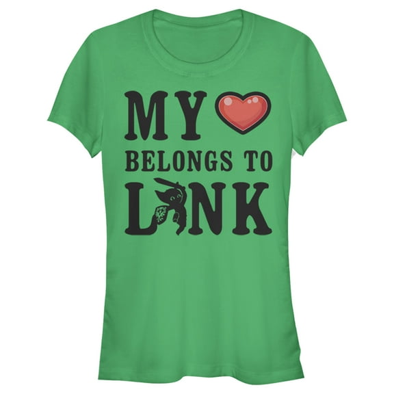 Junior's Nintendo My Heart Belongs to Link Graphic Tee Kelly Green 2X Large