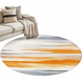 thumbnail image 2 of Burnt Orange Grey Ombre Round Rugs 3ft, Abstract Art Oil Painting Modern Non Slip Washable Rug Runner, Low Pile Indoor Floor Carpet Mat Bathroom Rugs for Living Room, Bedroom, Kids Room, 2 of 9