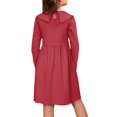 thumbnail image 3 of DISNIMO Red Christmas Santa Claus Dress for Girls Long Sleeve Midi Dress Kids 9-10 Dresses Children Dresses for Girls Soft Dress for Girls Casual Midi Dress for Kids Collar Dress Girls Long Sleeve, 3 of 7
