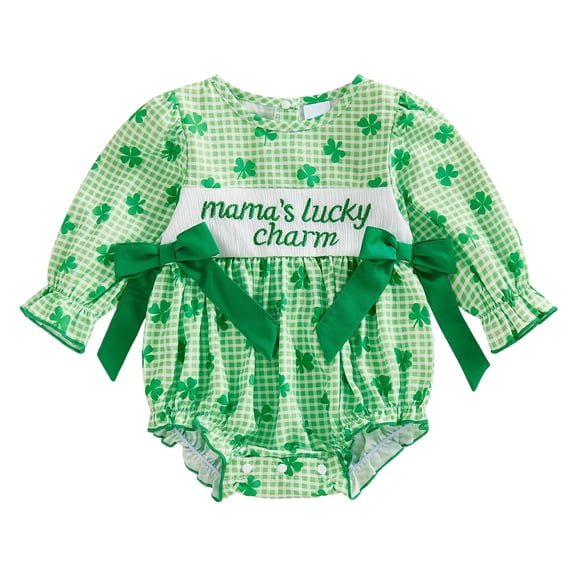 Staki Newborn Baby Girl Outfit Toddler Sweatshirt Romper Long Sleeve Onesie Infant Fall Clothes Saint Patrick Baby Kleidung(Green,18M)