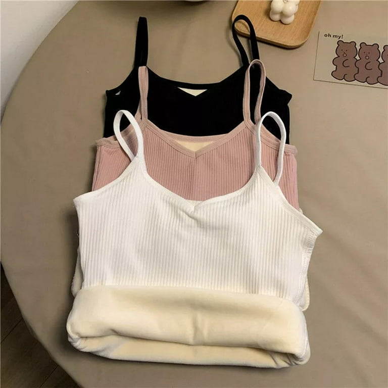 HGYCPP Women Winter Warm Sleeveless Tank Top Sexy V-Neck Fleece Lined Thermal  Camisole 