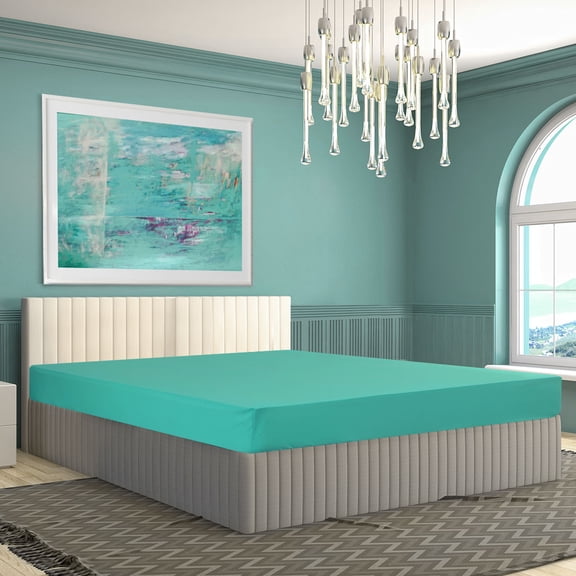 PiccoCasa Brushed Microfiber Fitted Sheet 16" Deep Mattress Protector, Full Turquoise