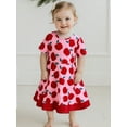 thumbnail image 5 of Rovasas Girls Short Sleeve Contrast Color/Excavator/Apple Print A-line Dress, 5 of 8